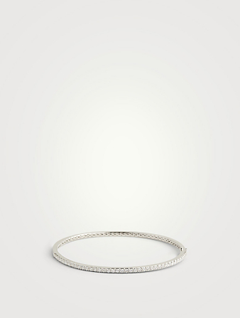 18K White Gold Shared-Prong Diamond Bangle Bracelet
