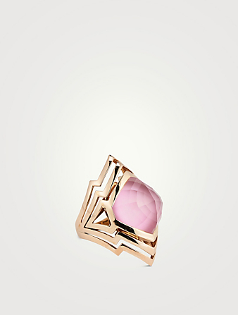 Lady Stardust 18K Rose Gold Resort Ring With Quartz Pink Opal