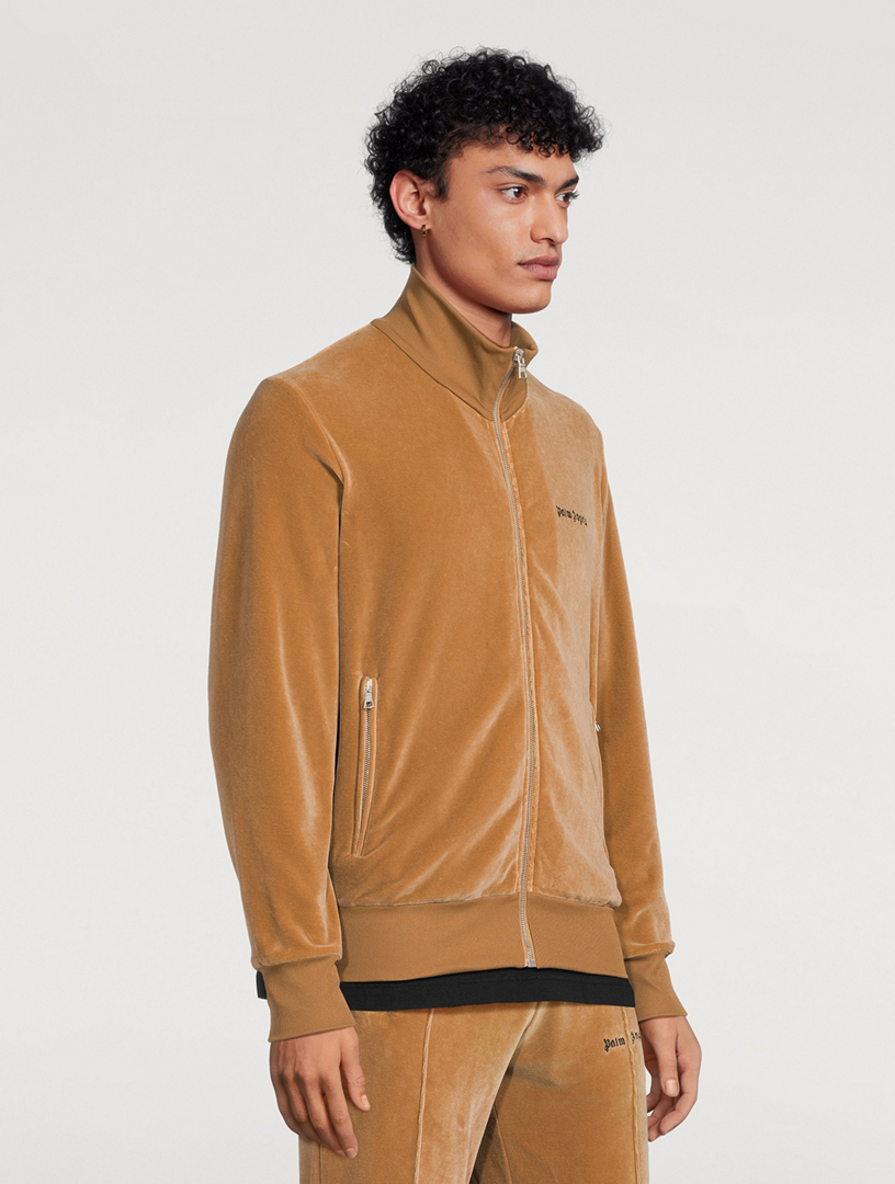 Velvet Highneck Track Jacket in brown - Palm Angels® Official