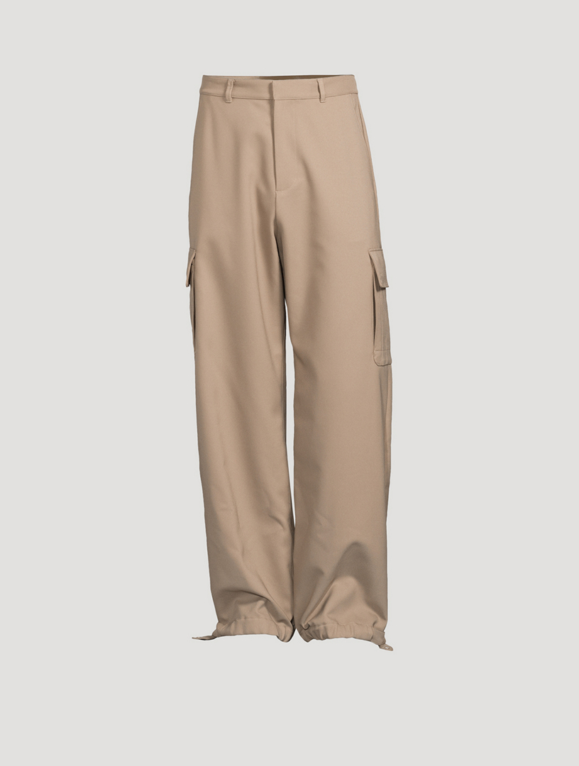 Beige Cotton-blend cargo trousers, Valentino Garavani