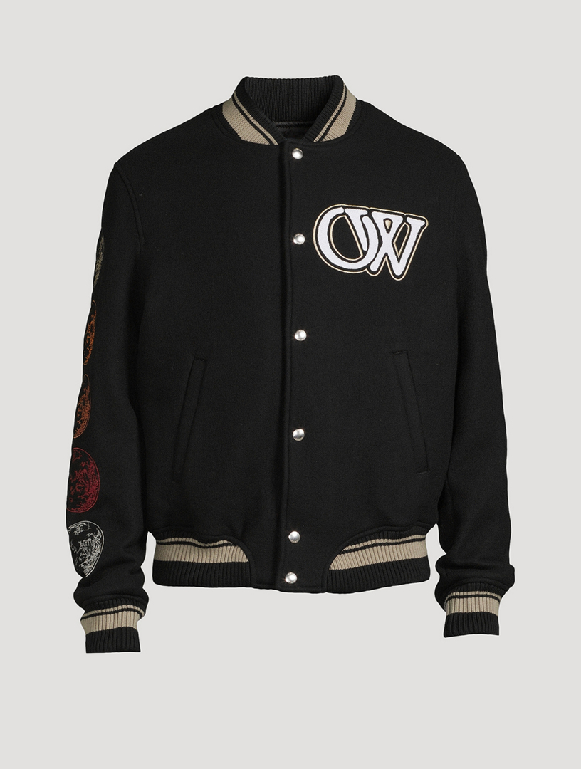 OFF-WHITE Moon Phase Vars Wool-Blend Bomber Jacket | Holt Renfrew