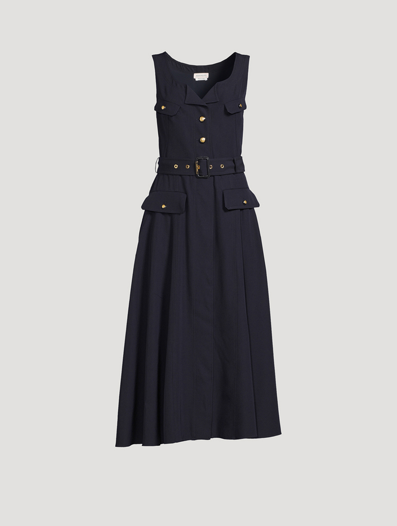 Belted Military Midi Dress