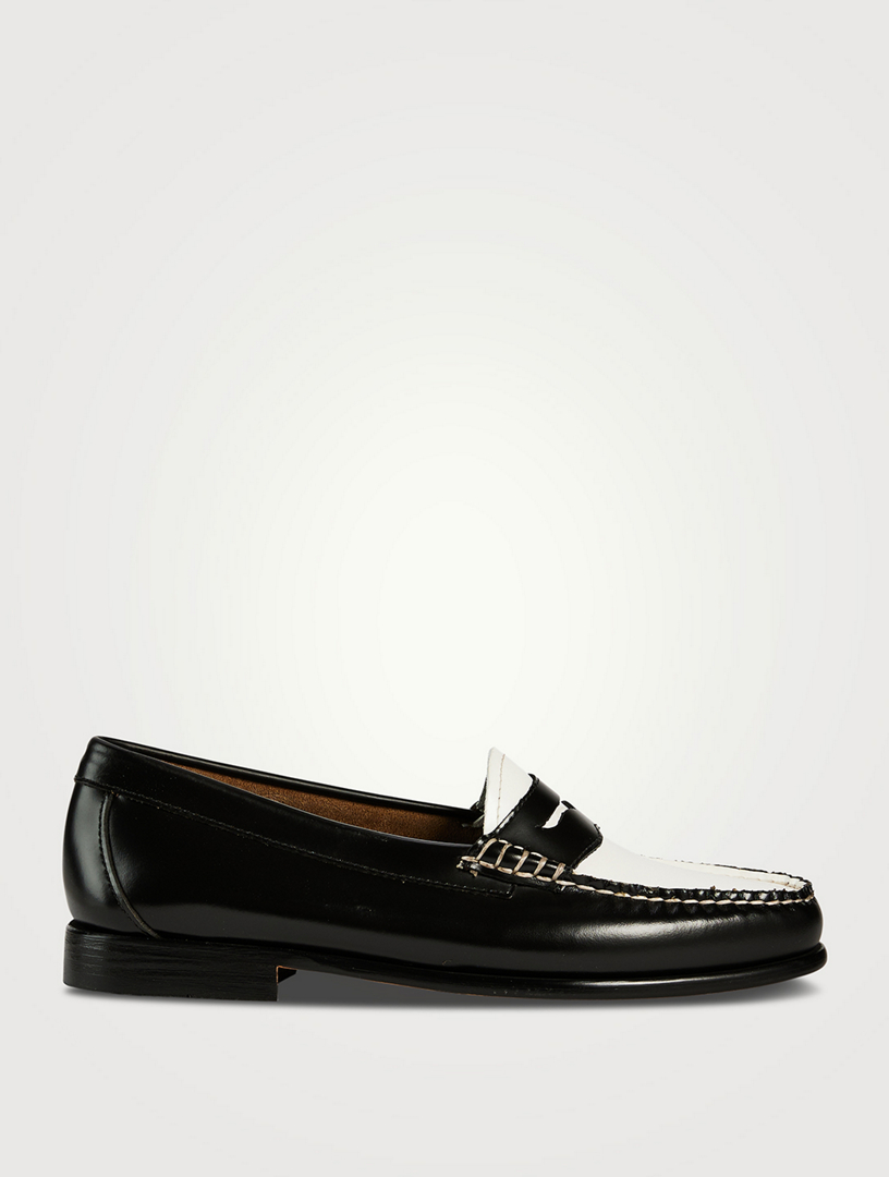 G.H. Bass Women s Whitney Weejuns Loafer in Black White 6.0 Women