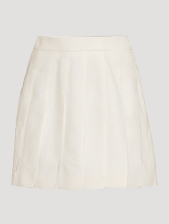 Pleated Linen Mini Skirt