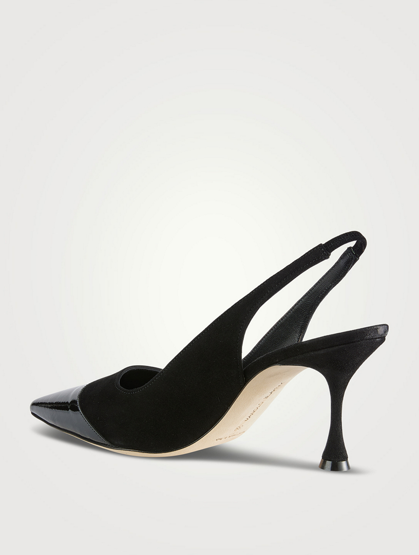 Zaborus Suede And Patent Leather Slingback Pumps