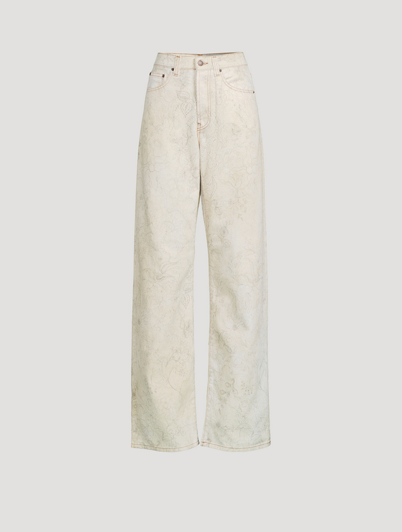 DRIES VAN NOTEN Peyton Wide-Leg Jeans In Floral Print | Holt Renfrew