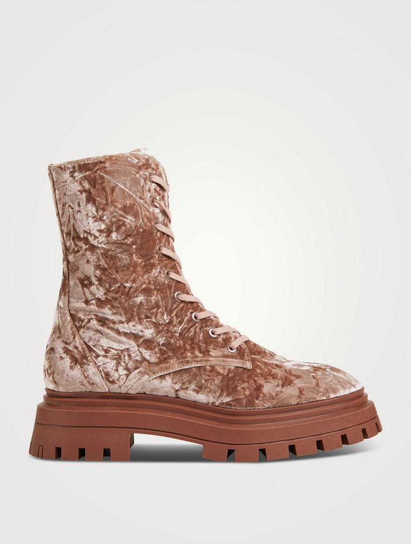 Velvet store combat boots