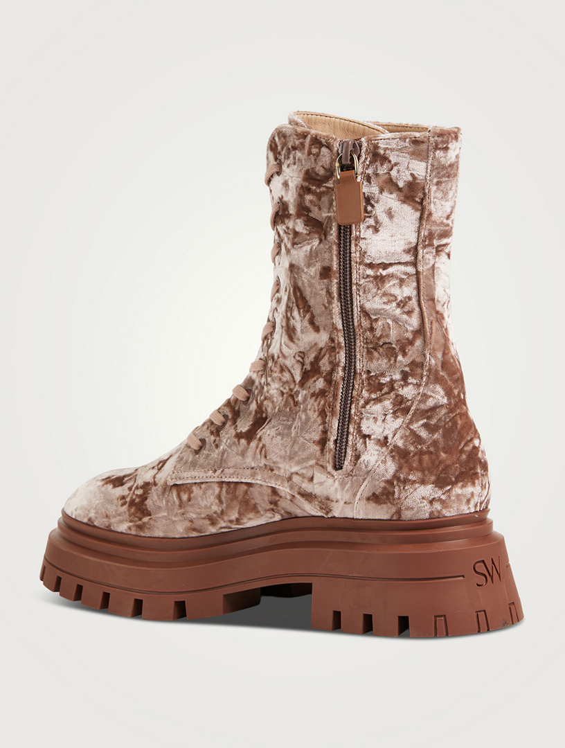 Stuart weitzman velvet combat boots store