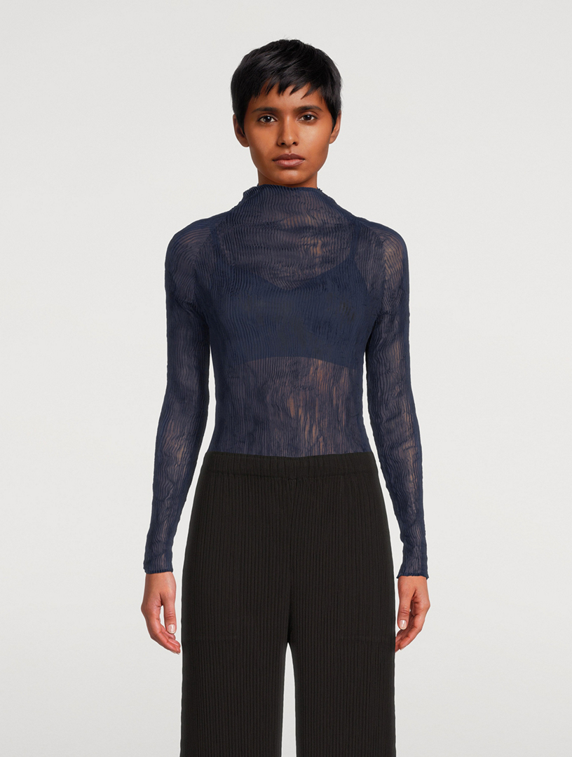 ISSEY MIYAKE Chiffon Twist Mockneck Top | Holt Renfrew