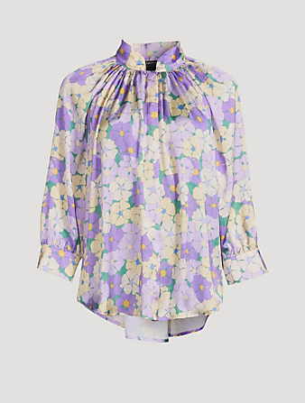 Gathered Blouse In Floral Print