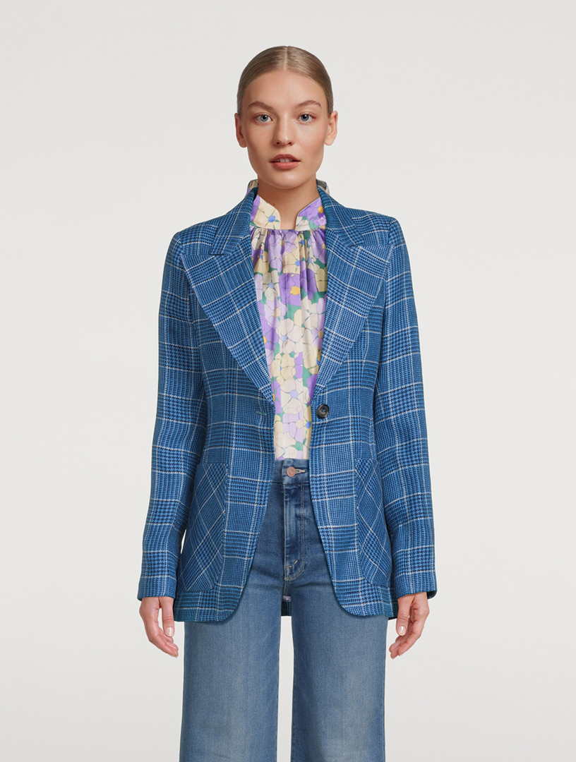 SMYTHE Birkin Blazer In Plaid Print | Holt Renfrew