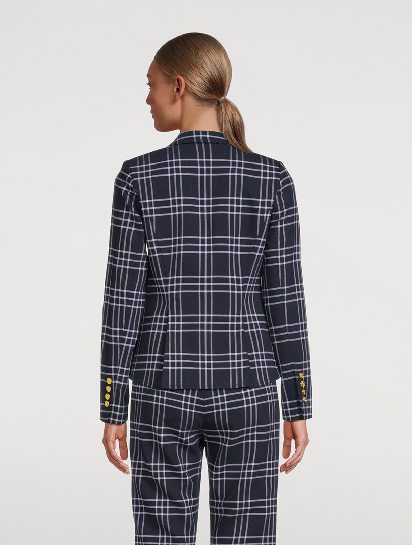 And The Why Full Size Plaid Brushed One Button Blazer