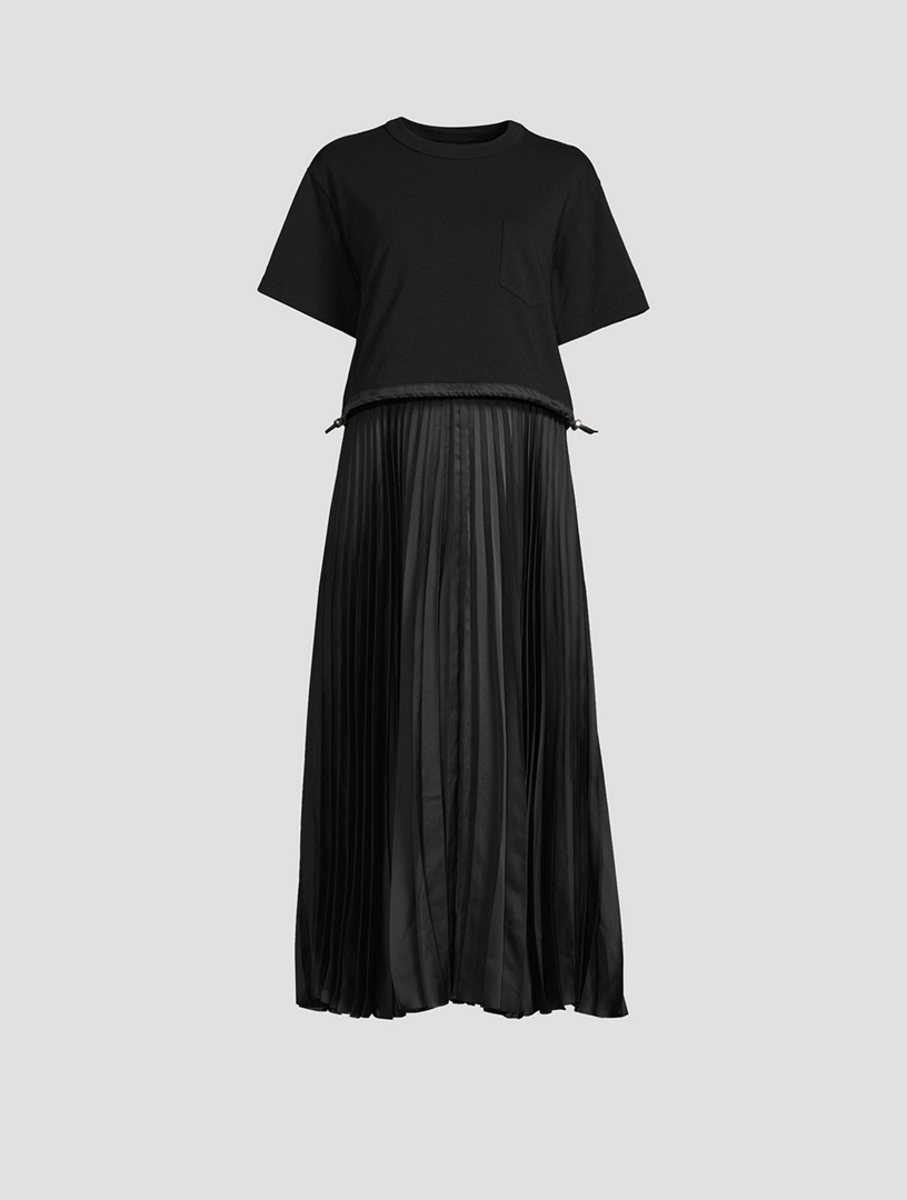 SACAI Pleated Satin T-Shirt Dress | Holt Renfrew