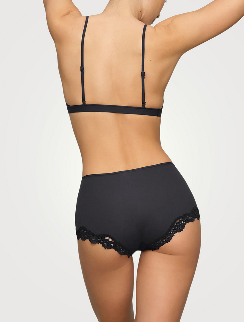 SKIMS Fits Everybody lace-trimmed stretch thong - Onyx