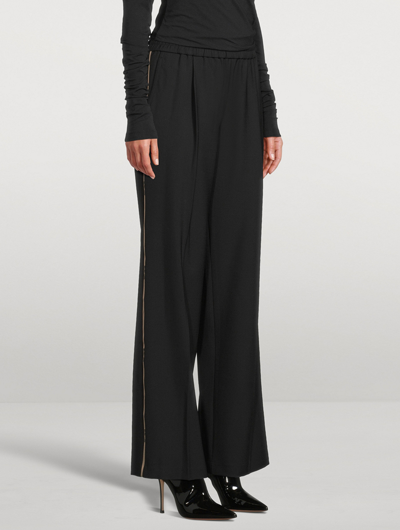 HELMUT LANG Logo-Tape Wide-Leg Trousers | Holt Renfrew