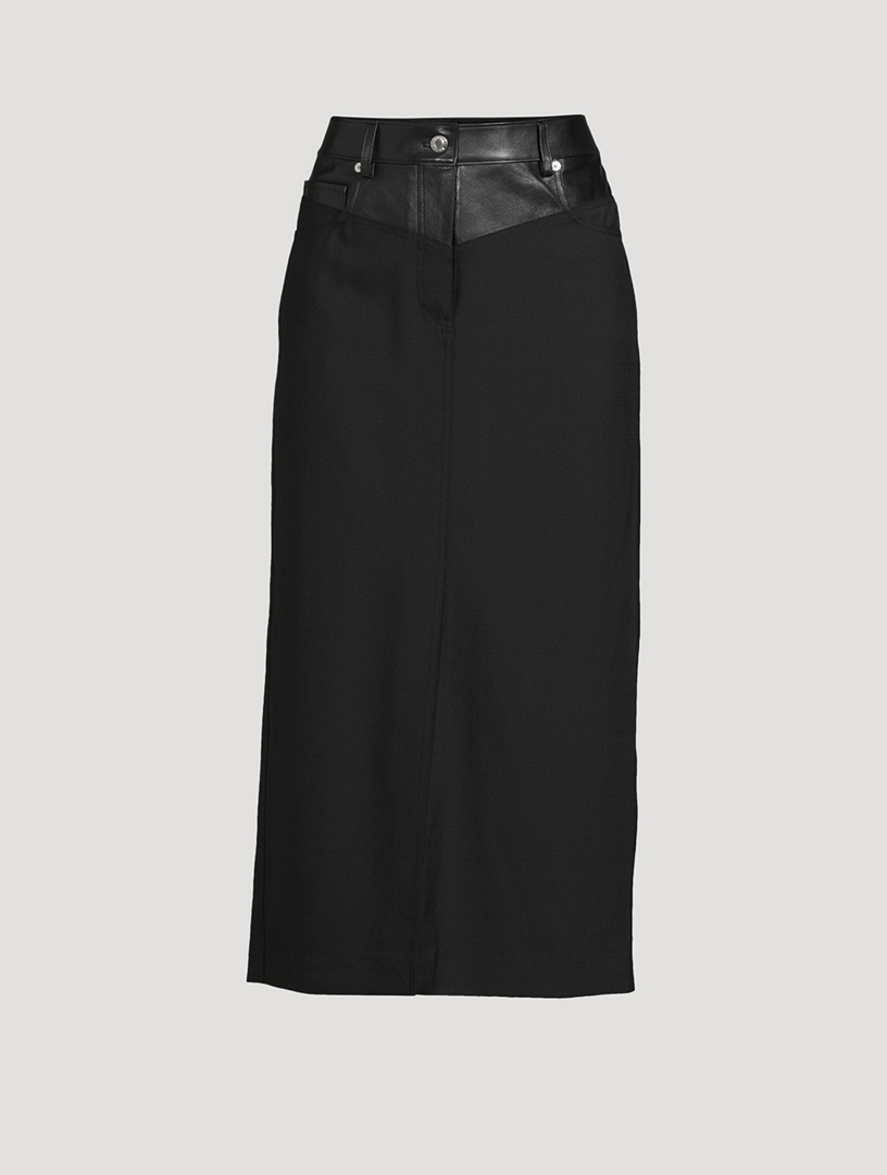 HELMUT LANG Leather-Trimmed Garter Skirt | Holt Renfrew