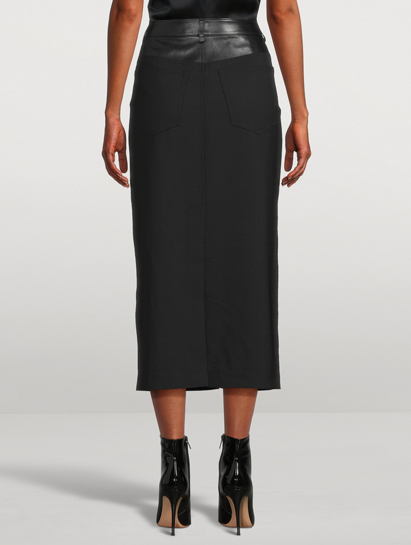 HELMUT LANG Leather-Trimmed Garter Skirt | Holt Renfrew
