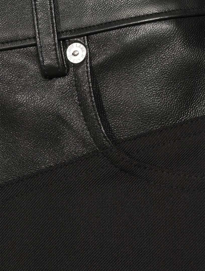 Leather-Trimmed Garter Skirt