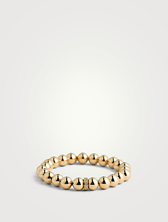 Bracelet de billes à rondelle en or 14 ct sertie de diamants