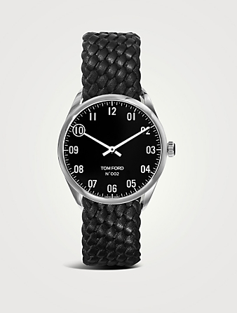 No. 002 Stainless Steel Braided Leather Strap Watch