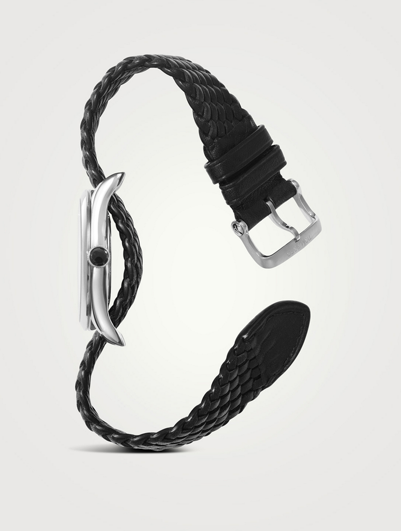 No. 002 Stainless Steel Braided Leather Strap Watch