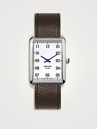 No. 001 Stainless Steel Pebble Grain Leather Strap Watch
