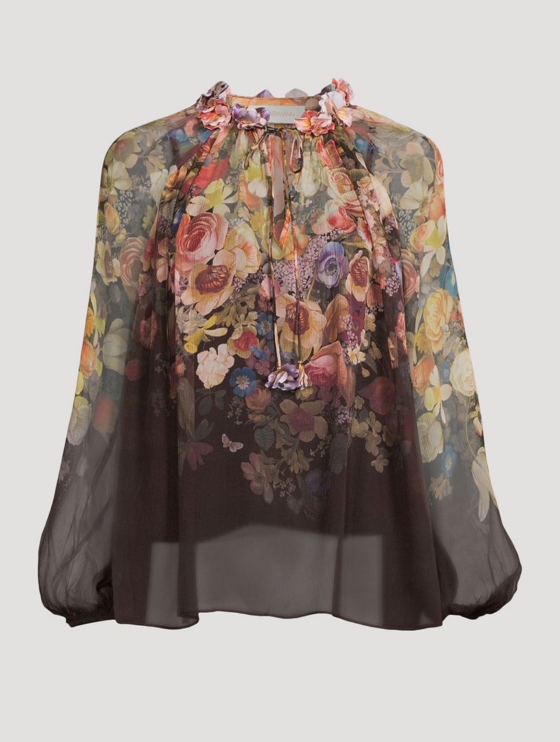 Zimmermann Luminosity Silk Blouse In Floral Print Holt Renfrew 