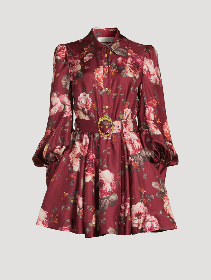 ZIMMERMANN Luminosity Belted Shirt Dress In Floral Print