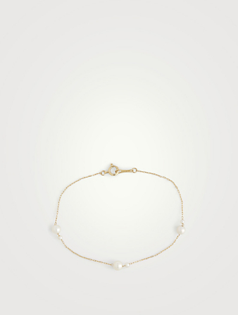 Bracelet chaîne en or 14 ct avec perles