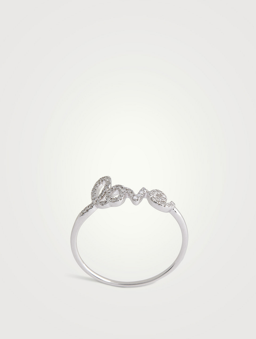 14K White Gold Love Ring With Diamonds