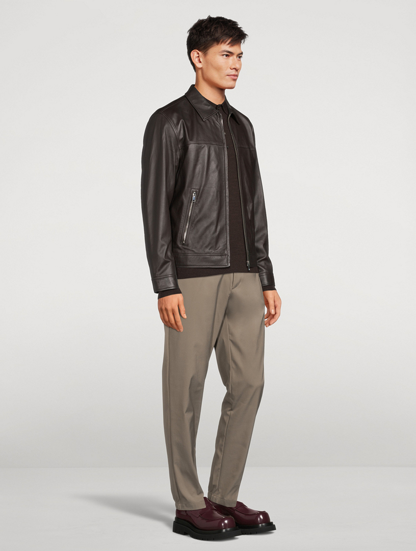 THEORY Leather Zip Jacket | Holt Renfrew