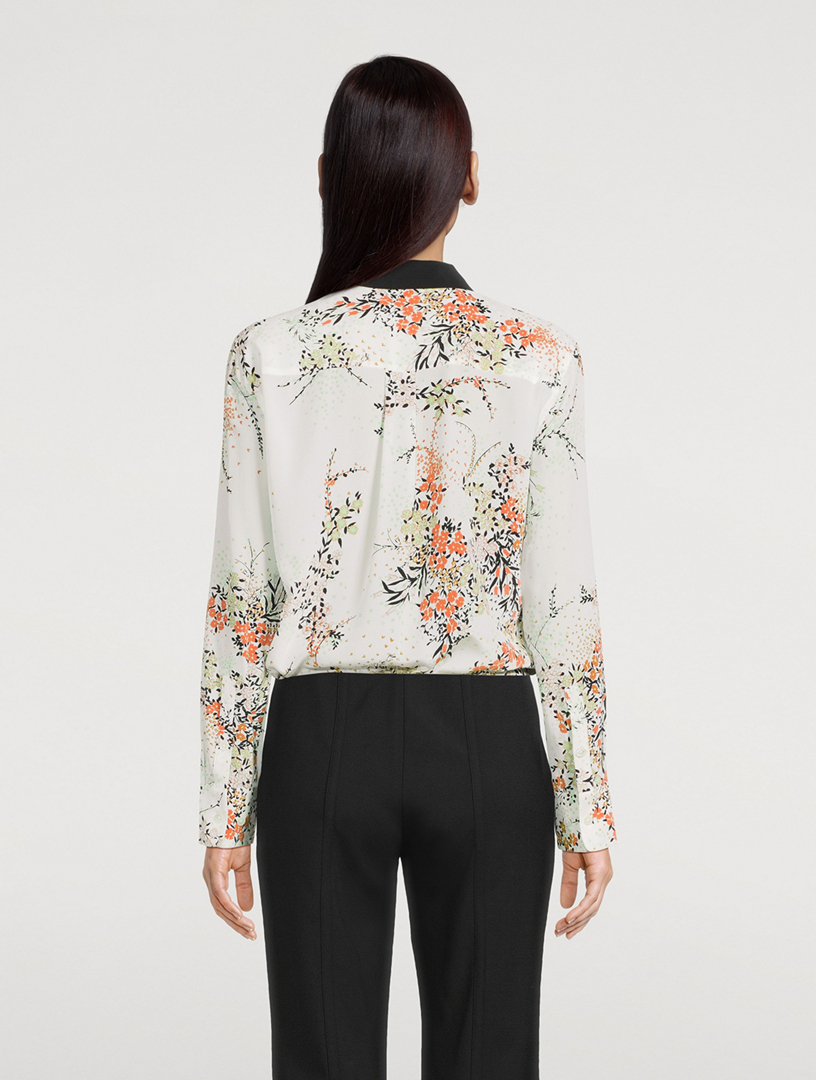 Signature Silk Slim Shirt Floral Print