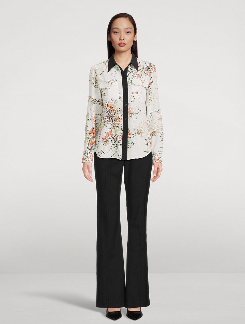 Signature Silk Slim Shirt Floral Print
