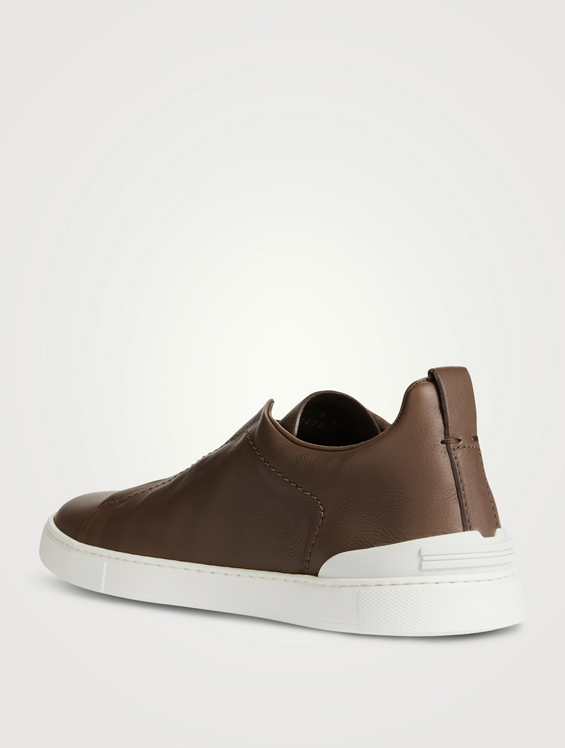 Triple Stitch Leather Sneakers