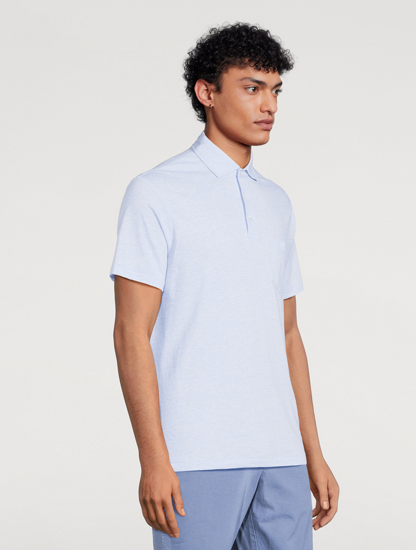 Icon Stripe Collar Polo Shirt in Coal Blue - Men