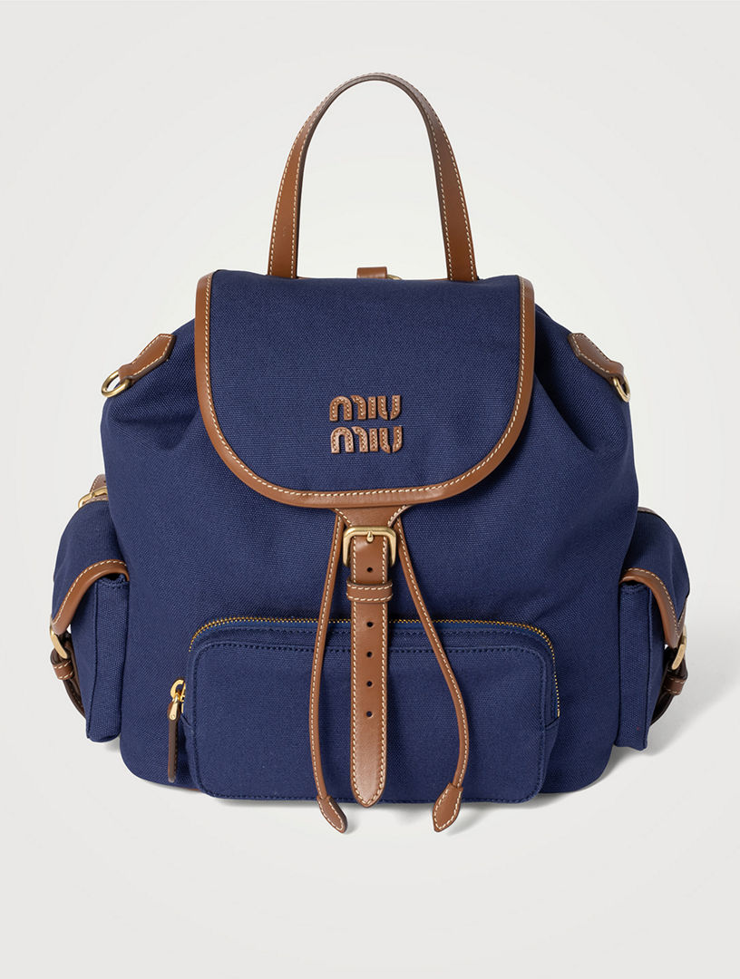 MIU MIU Canvas And Leather Backpack | Holt Renfrew
