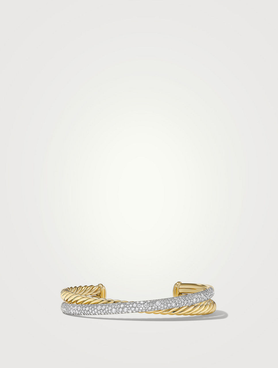 Pavé Crossover Two Row Cuff Bracelet In 18k Yellow Gold With Diamonds