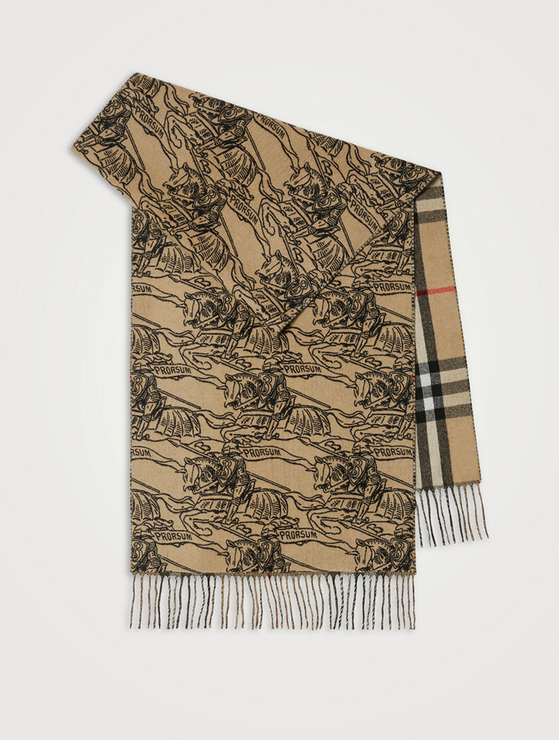 Check EKD Print Silk Skinny Scarf in Archive Beige