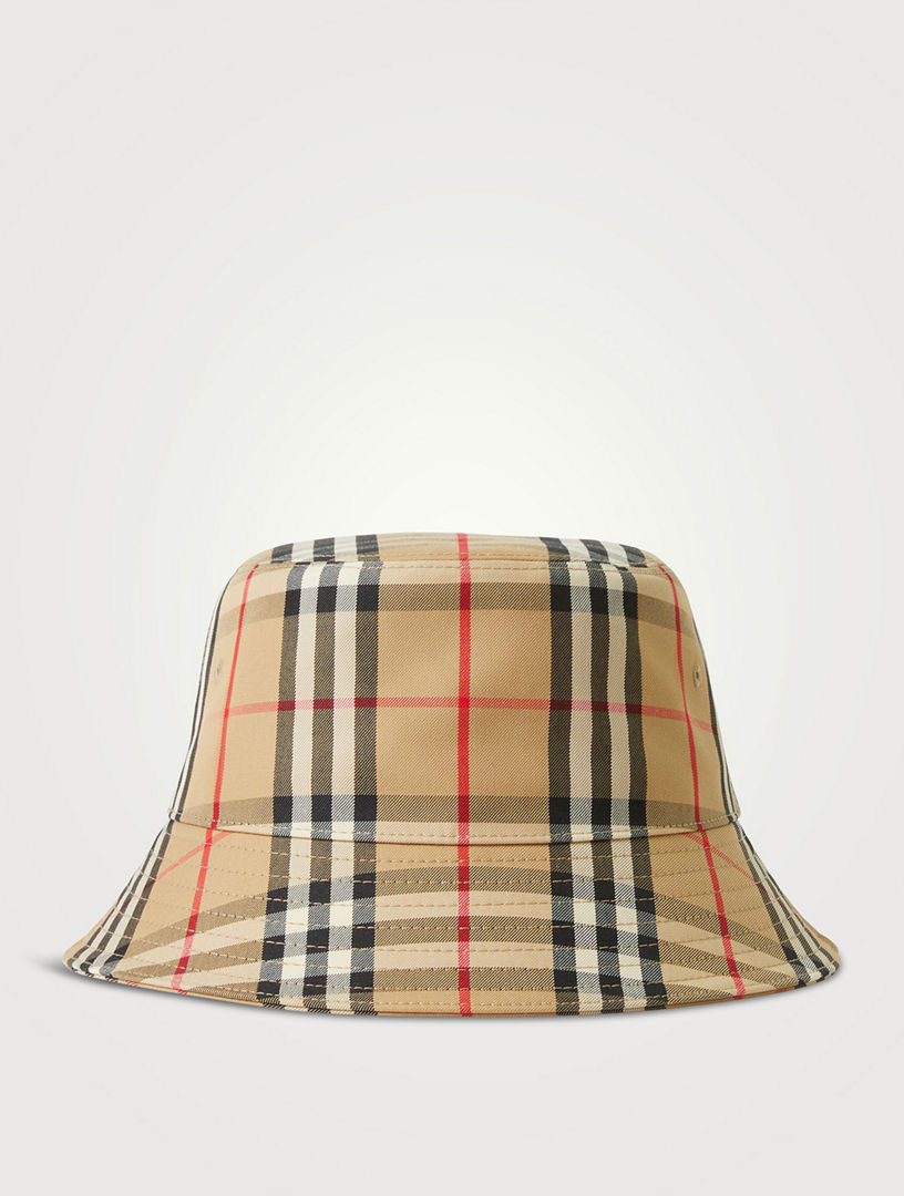 Reversible Icon Stripe Cotton Bucket Hat in Archive Beige/black