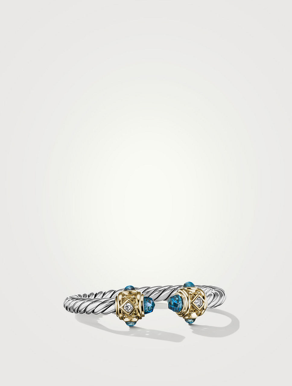Renaissance Ring Sterling Silver With Hampton Blue Topaz, 14k Yellow Gold And Diamonds