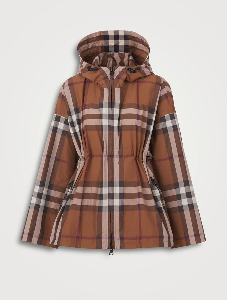 Exaggerated Check Hooded Jacket