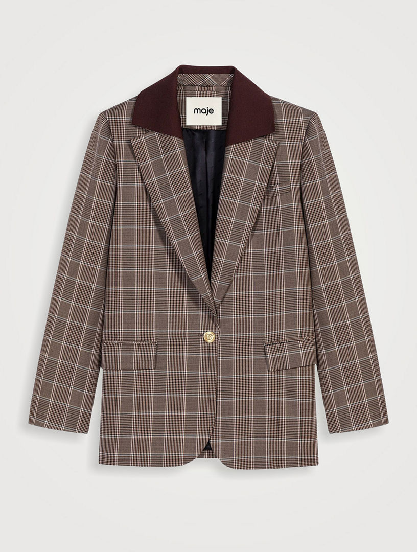 Check Jacket With Removable Collar