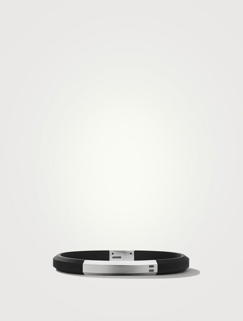 Streamline® Id Black Rubber Bracelet With Sterling Silver