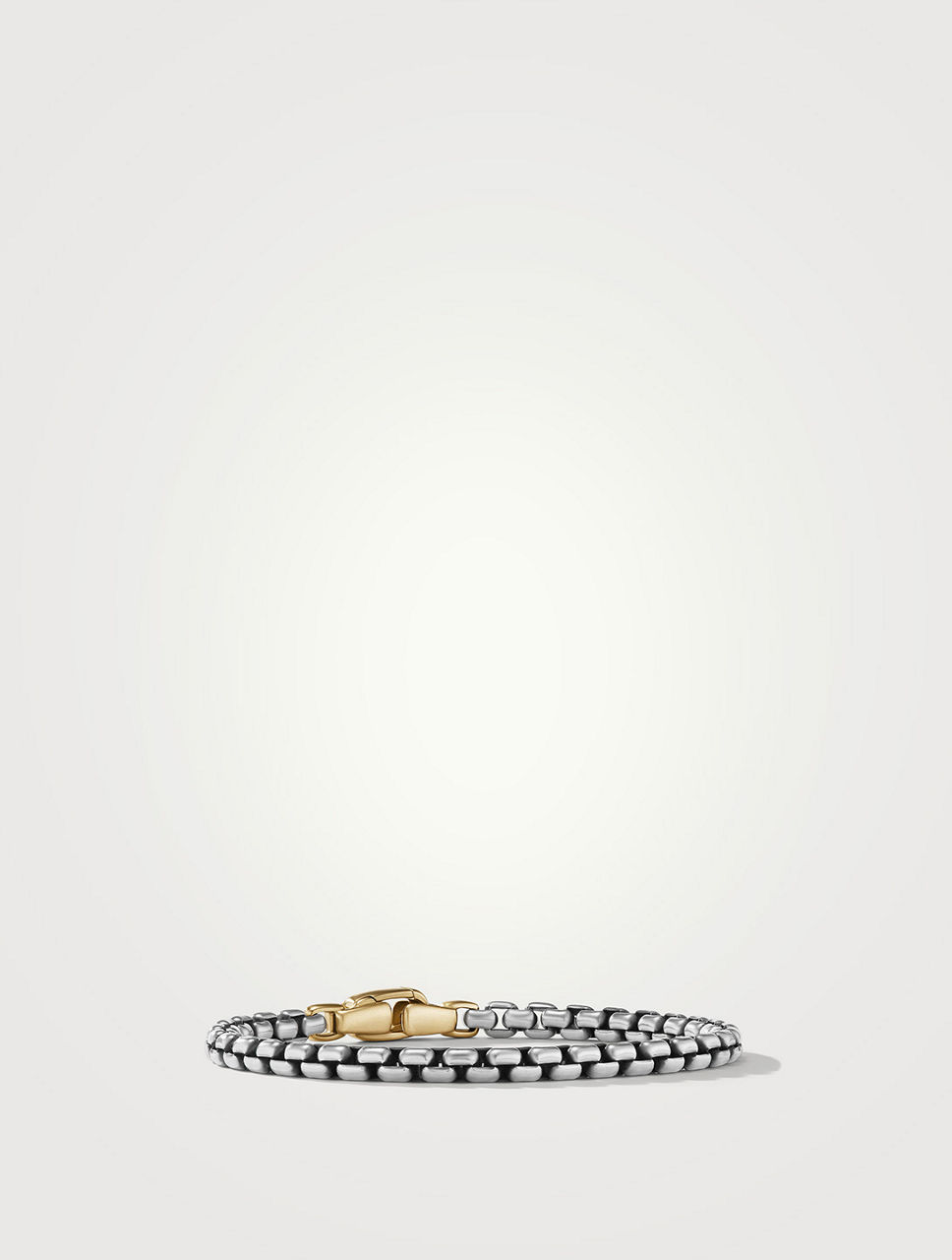 Box Chain Bracelet Sterling Silver With 14k Yellow Gold