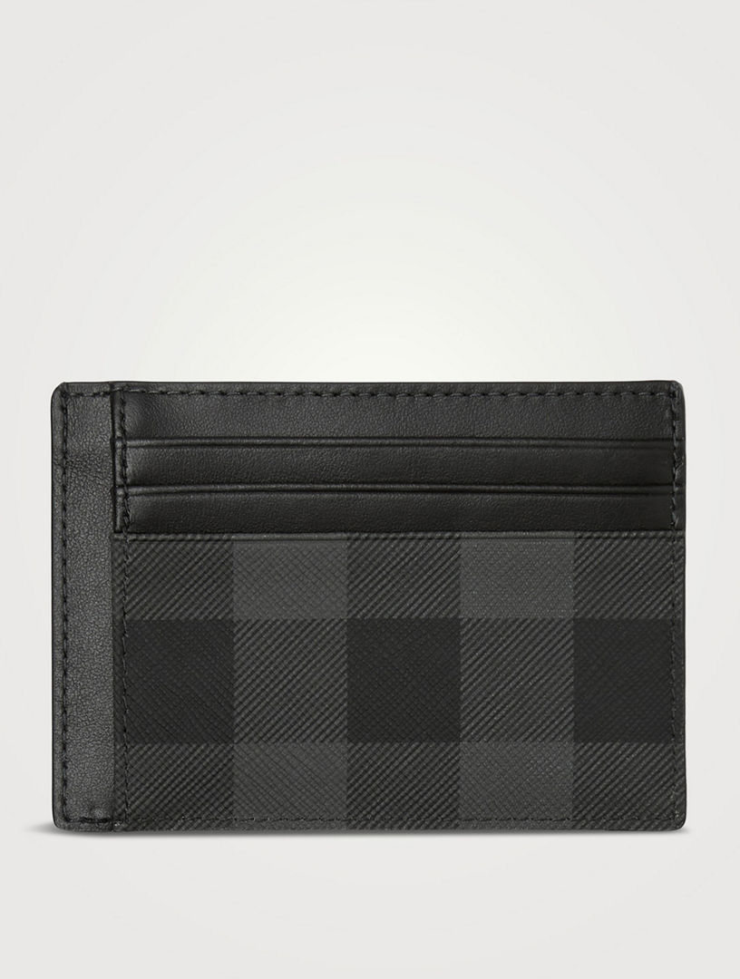 Charcoal Check Money Clip Card Case - Men