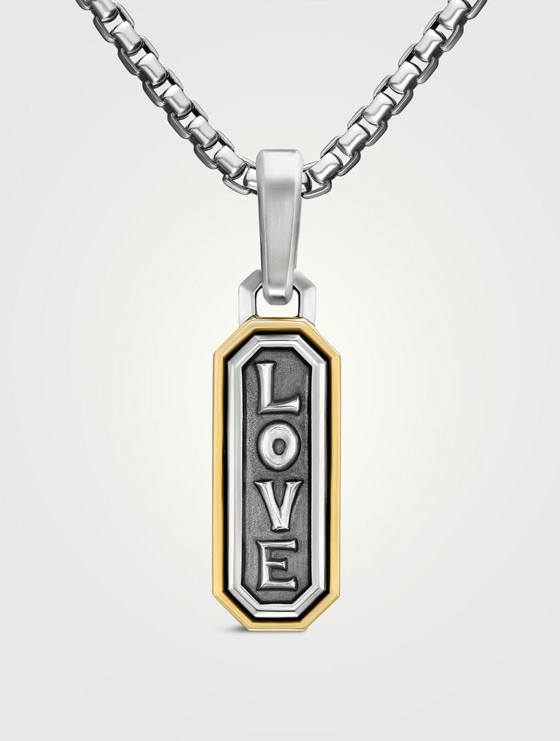 Love Amulet In Sterling Silver With 14k Yellow Gold, 22mm