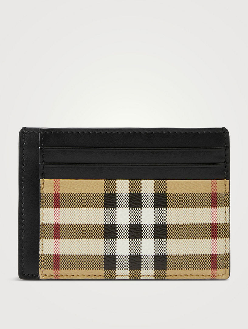 Burberry Black/Beige House Check Coated Canvas and Leather Money Clip Card  Holder Burberry