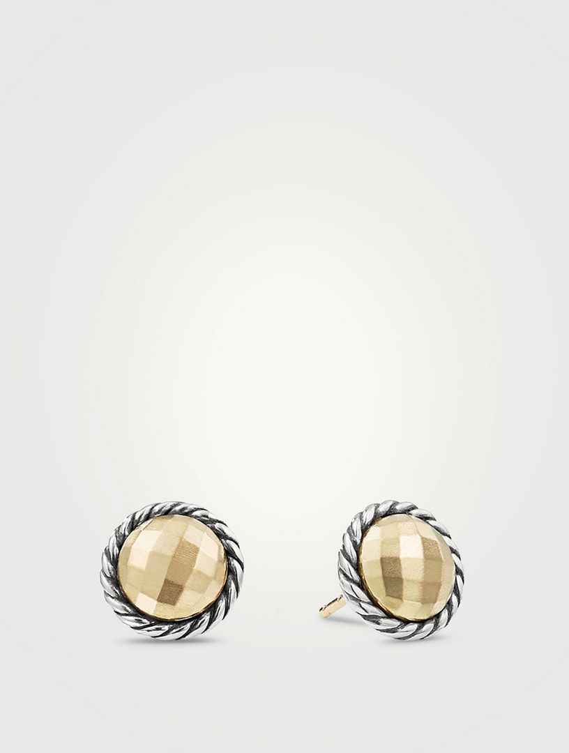 Crossover Stud Earrings in Sterling Silver with 18K Yellow Gold