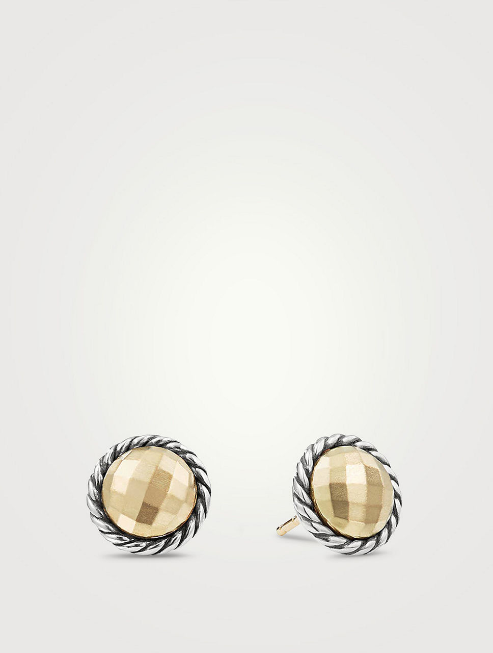 Clous d’oreilles Chatelaine® de petite taille en argent sterling avec dômes en or jaune 18 carats