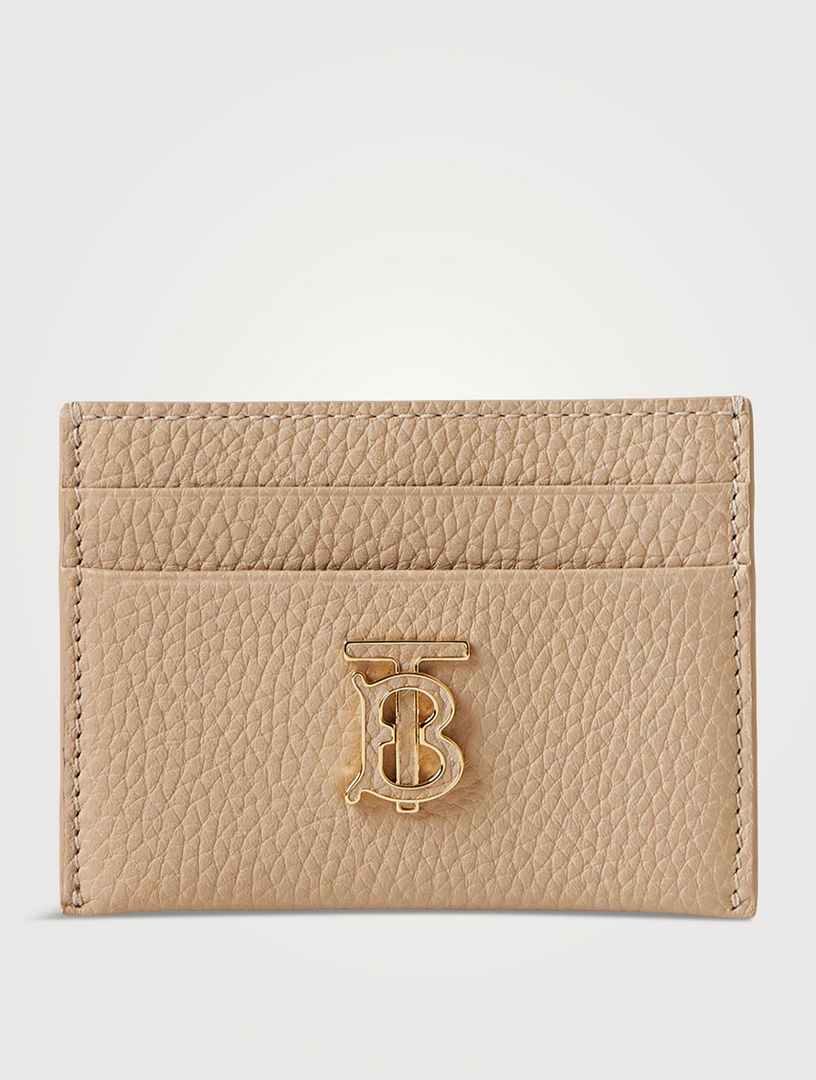 Grainy Leather TB Compact Wallet in Oat Beige - Women